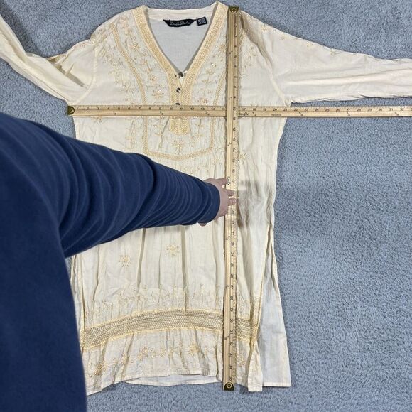 Double Decker BOHO Flowy Embroidered Fairy Whimsical Mini Dress Free Size - Picture 4 of 6